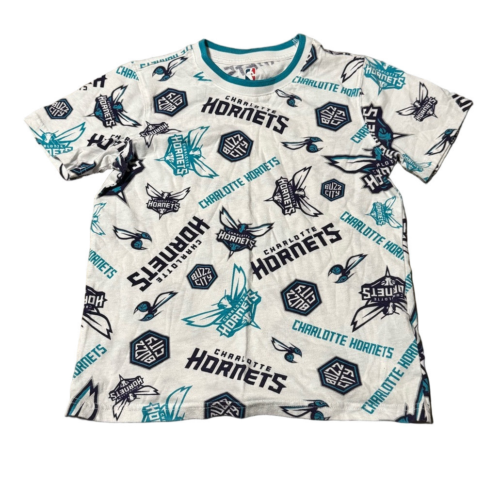NBA Charlotte Hornets Kids Tee - White Teal Cotton Polyester Size S 8